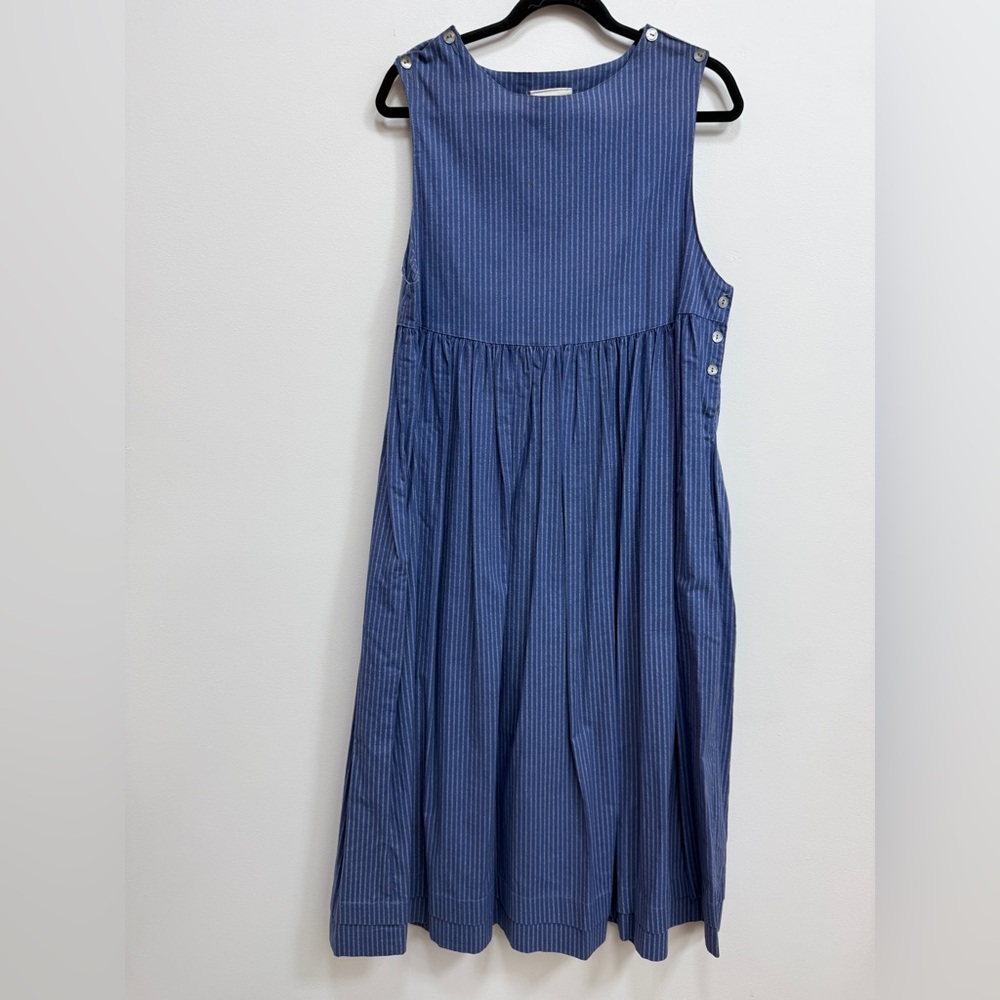 Laura Ashley Navy Denim Striped Dress, EUC. US Size 12